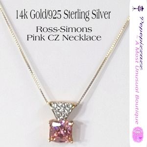 14kg /925 Italian Box chain w/ Ross Simons Pink Cz Pendant. 💗 Vintage excellent